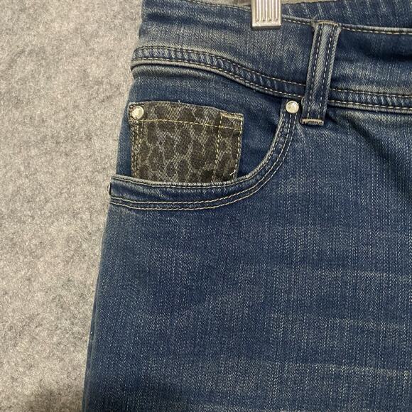 Chicos So Slimming Ankle Jeans Sz 1.5R US 14R Blue Embellished Leopard -SEE NOTE - Picture 4 of 9